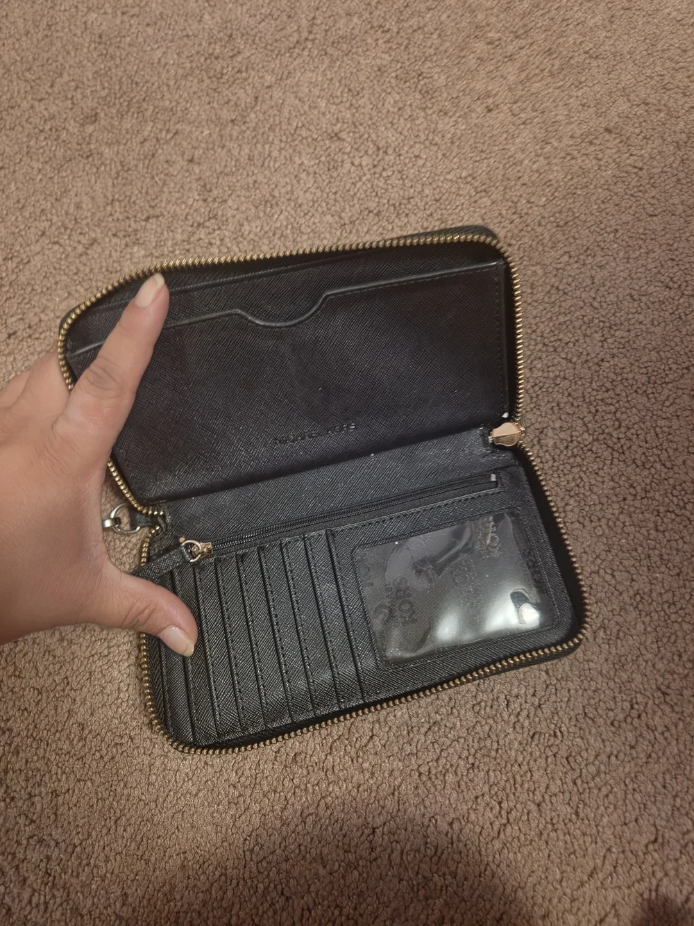 Michael Kors Black Saffiano Zip Wallet